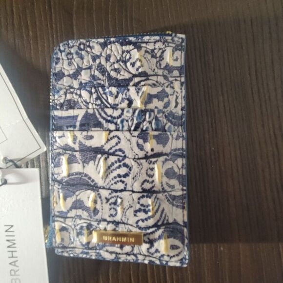 NWT Brahmin Melbourne Collection Blue Filigree Lennon ID Wallet New - Picture 2 of 6